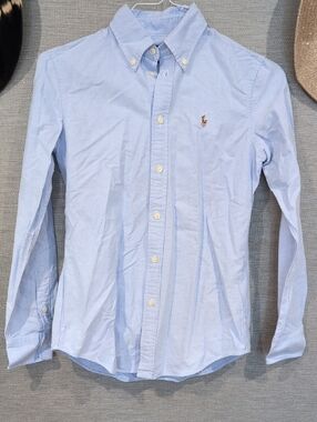 Ralph Lauren Light Blue Button-Down Oxford Shirt with Embroidered Pony